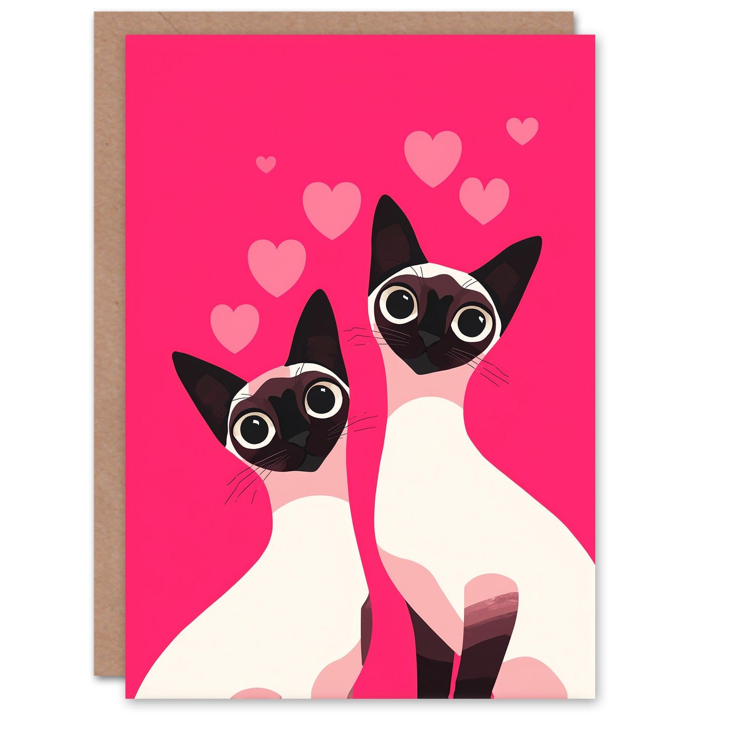 Siamese Cats Animals in Love Modern Illustration Valentine's Day Card