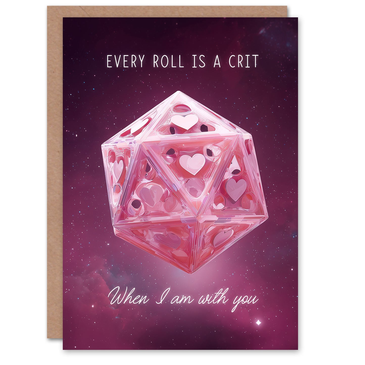 Every Roll A Crit When With You D20 Love Heart Die Valentine's Day Card