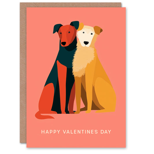 Animals In Love Cute Dog Lover Illustration Valentine's Day Card