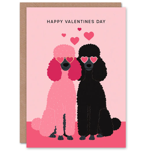 Poodles With Love Heart Sunglasses Fun Modern Valentine's Day Card