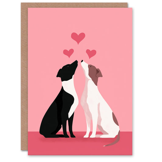 Staffy Love Cute Pink Modern Dog Illustration Valentine's Day Card