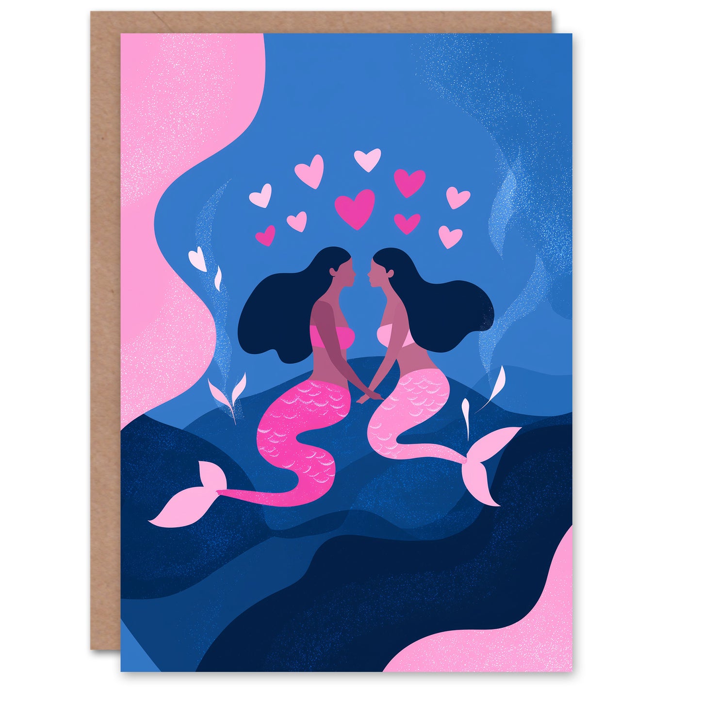 Underwater Love Modern Abstract Mermaid Couple Valentine's Day Card