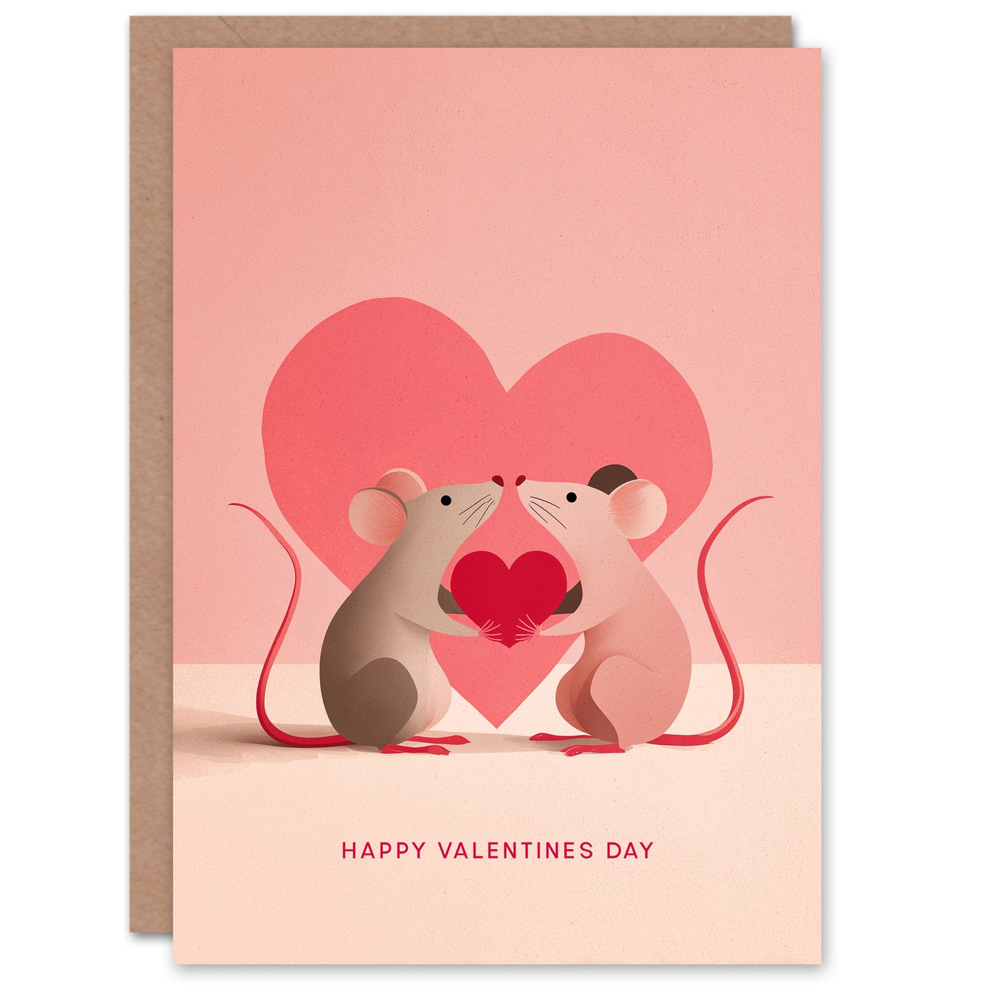 Two Mice Holding A Love Heart Modern Romantic Valentine's Day Card