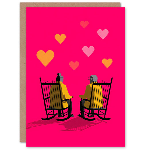 Grow Old Together Couple On Rocking Chairs Valentine's Day Card