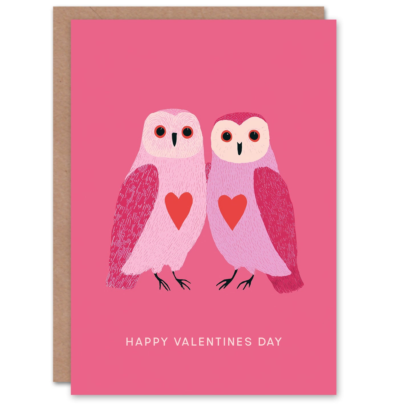 Couple Of Owls Love Birds Modern Illustration Valentine's Day Card