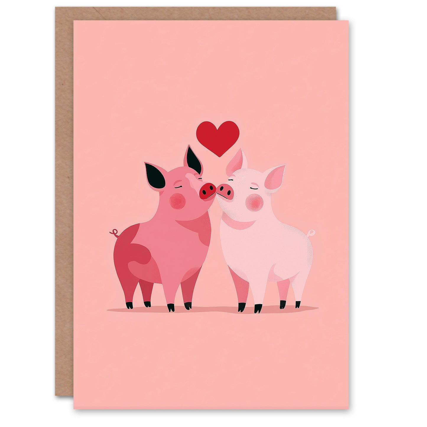 Couple of Pigs in Love Cute Piglet Couple Valentine's Day Card