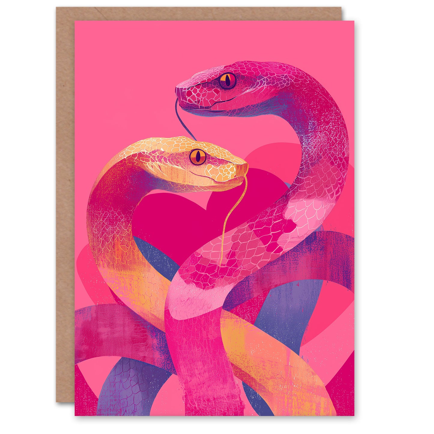 Two Intertwined Snakes Colourful Modern Abstract Valentine's Day Card