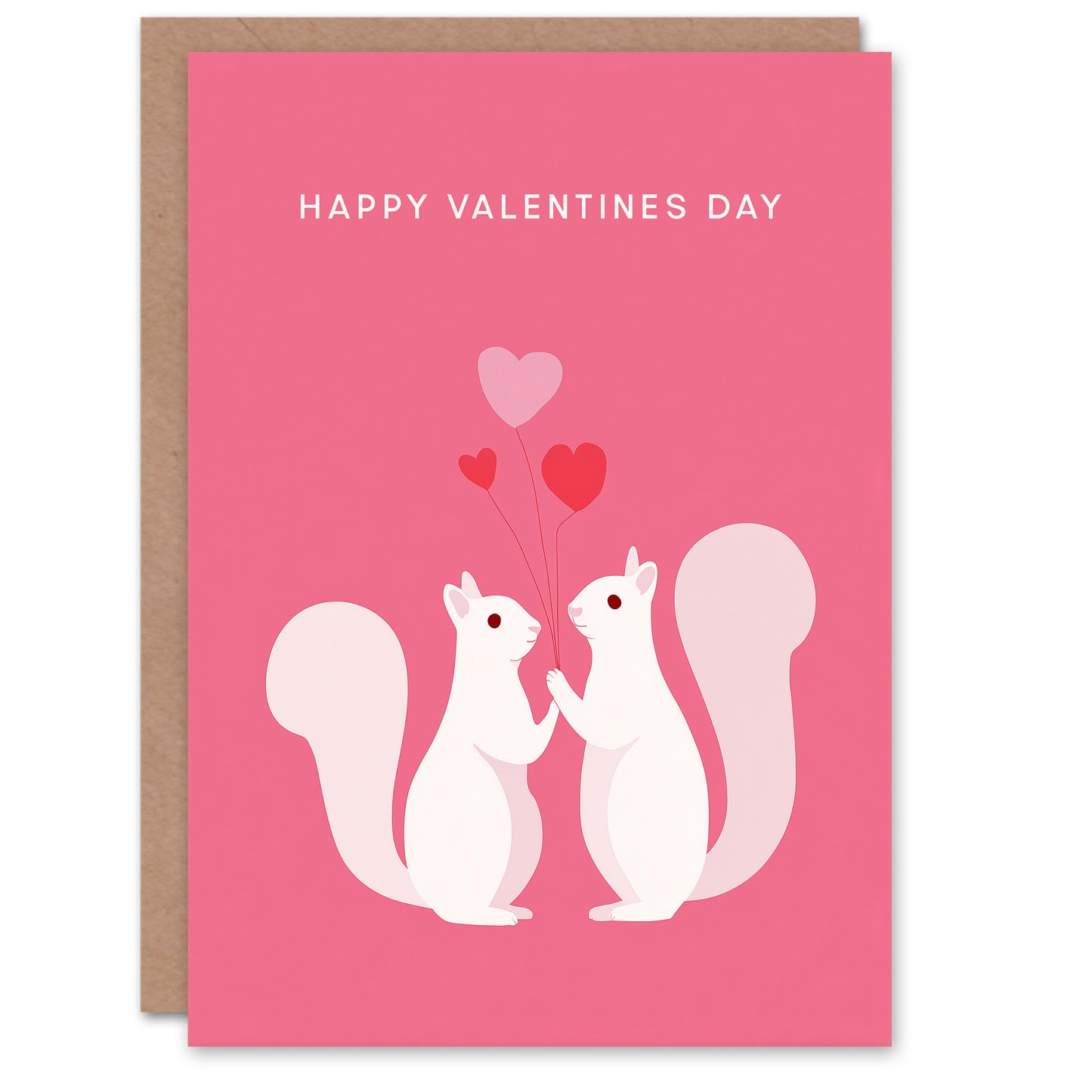 Cute Squirrel Couple with Love Heart Balloons Valentine's Day Card