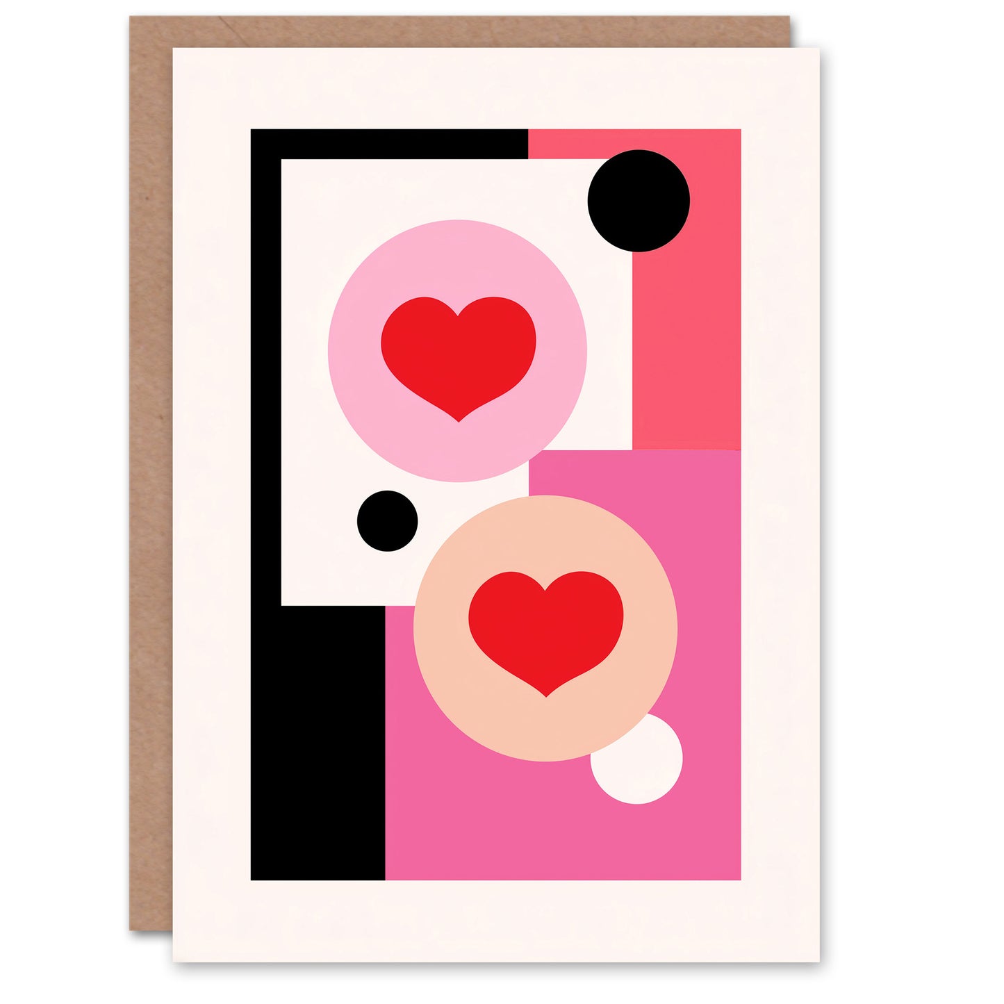 Love Hearts Circles Rectangles Modern Abstract Valentine's Day Card