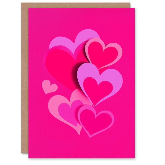 Hot Pink Abstract Love Hearts Vibrant Modern Valentine's Day Card