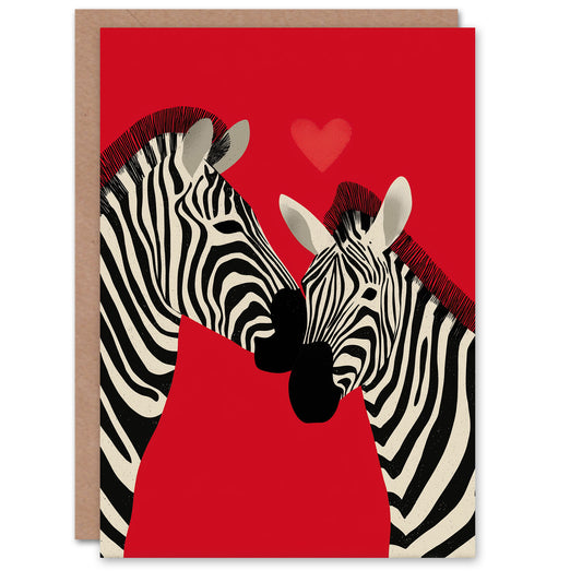 Zebra Couple Animals in Love Bold Red Modern Valentine's Day Card