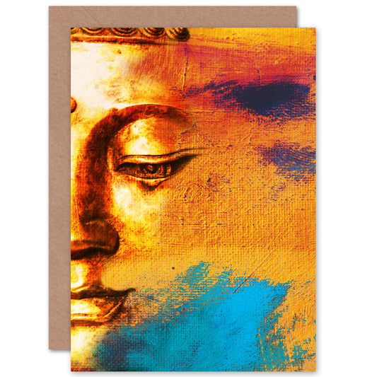 Buddha Face Gold Collage Greeting Card