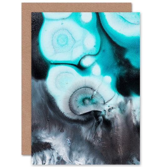 Abstract Swirl Paint Turquoise Greetings Card