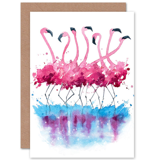Flamingos Dancing Watercolour Greeting Card