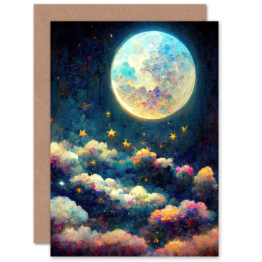 Magical Full Moon Stars For Him Or Her Art Greeting Card