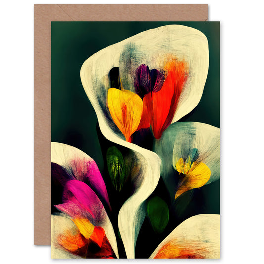Abstract Spring Flowers Birthday Card