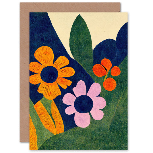 Matisse Style Flowers Abstract Floral Birthday Card