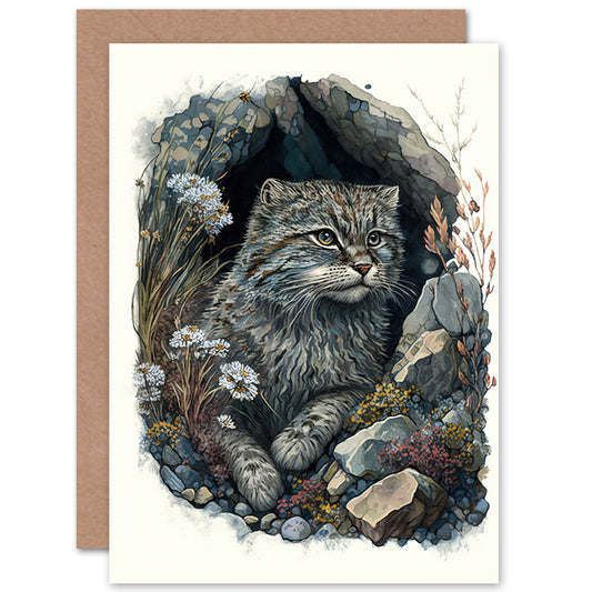 Wild Rock Cavity Wildflowers Cat Birthday Card