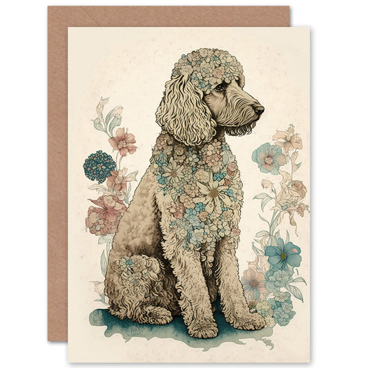 Poodle Flower Fur Coat Watercolour Dog Birthday Card
