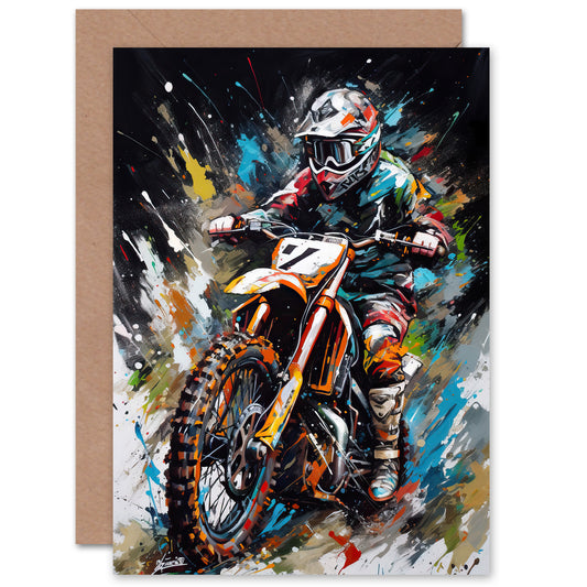 Motocross Dirt Bike Action For Him Greeting Card