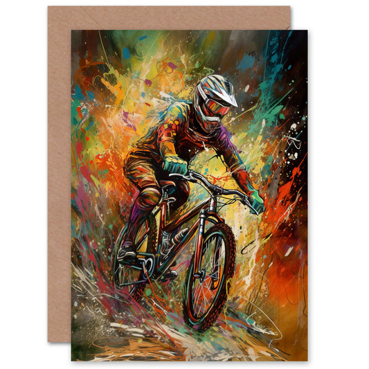 Mountain Biker Biking Fan For Him Greeting Card