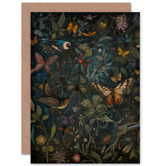 Plants Birds And Butterflies Nature Greeting Card