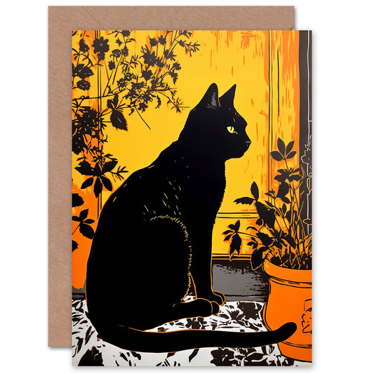 Black Cat In Sunlight Greeting Card