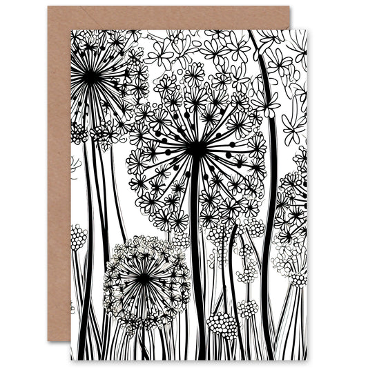 Folk Allium Flowers Floral Mother's day Card