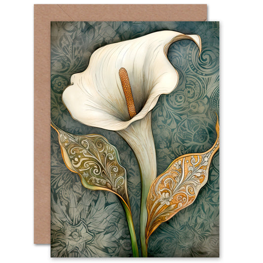 Cala Lily Flower Floral Art Nouveau Greeting Card