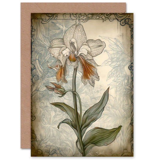 Single Orchid Nouveau Pastel Mother's day Card