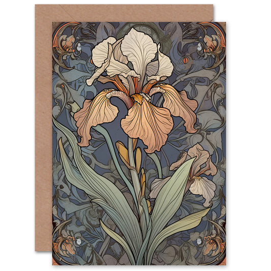 Nouveau Style Iris Bloom Flower Mother's day Card