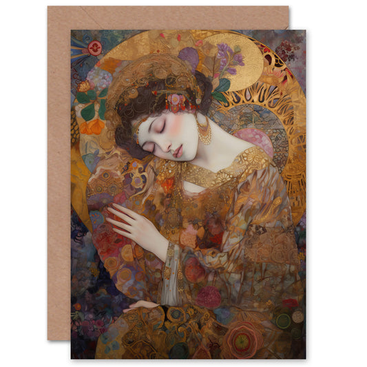 Asleep Woman Art Greeting Card