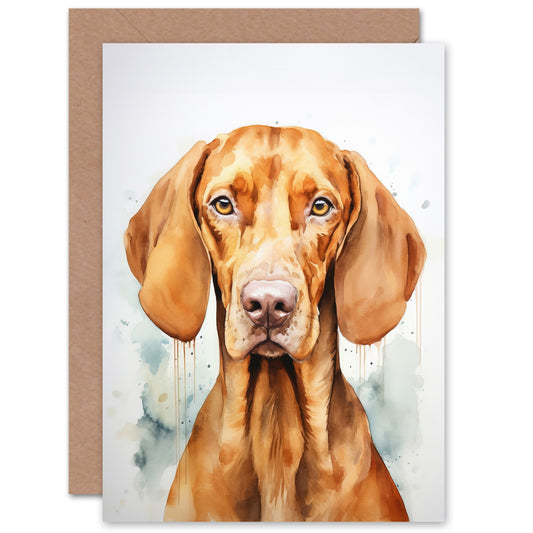 Hungarian Vizsla Dog Watercolour Art Greeting Card