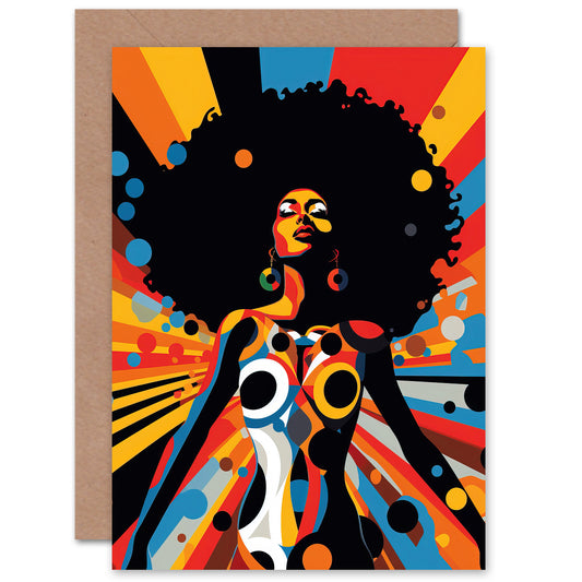 Afro Caribbean Woman Rainbow Modern Matriarch Bold Art Greeting Card