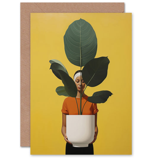 Rubber Tree Woman Plant Gardening Lover Birthday Card