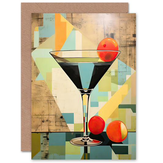 Art Deco Martini For Him Or Her Art Greeting Card