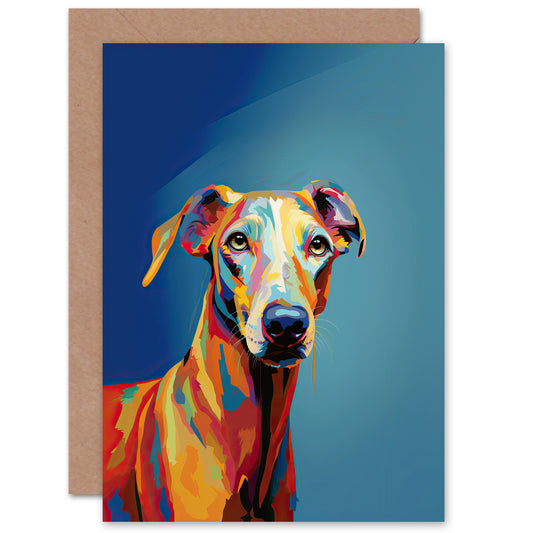 Greyhound Pet Orange Dog Lover Greetings Card