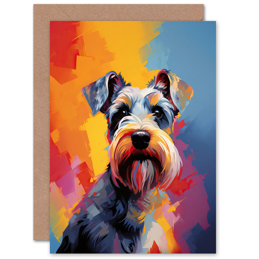 Schnauzer Dog Lover Pet Portrait Colourful Greeting Card