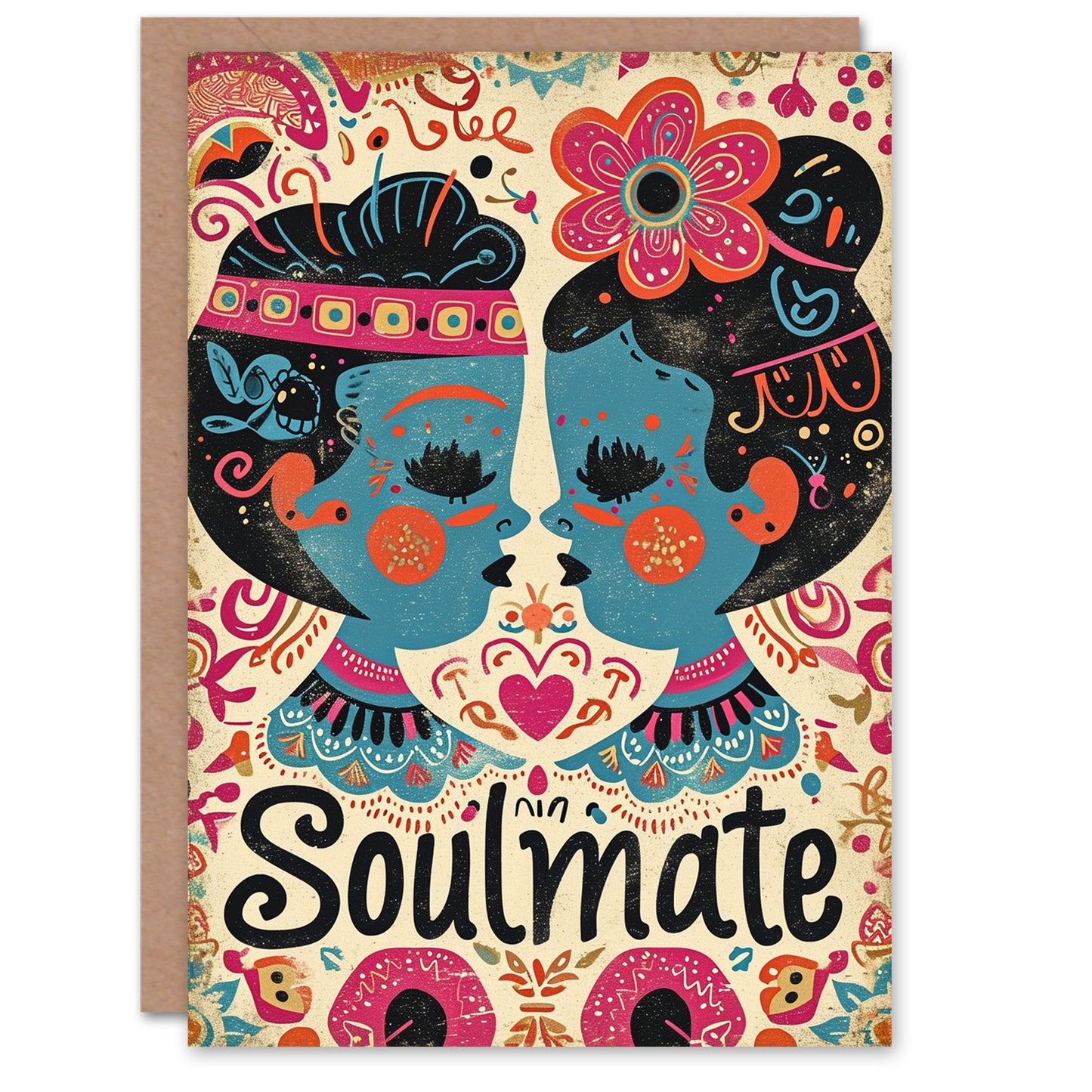 Soulmate Couple Folk Art Romantic Card