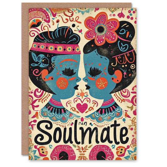 Soulmate Couple Folk Art Romantic Card
