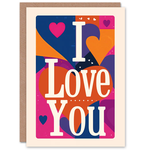 I Love You Simple Abstract Hearts Romantic Card