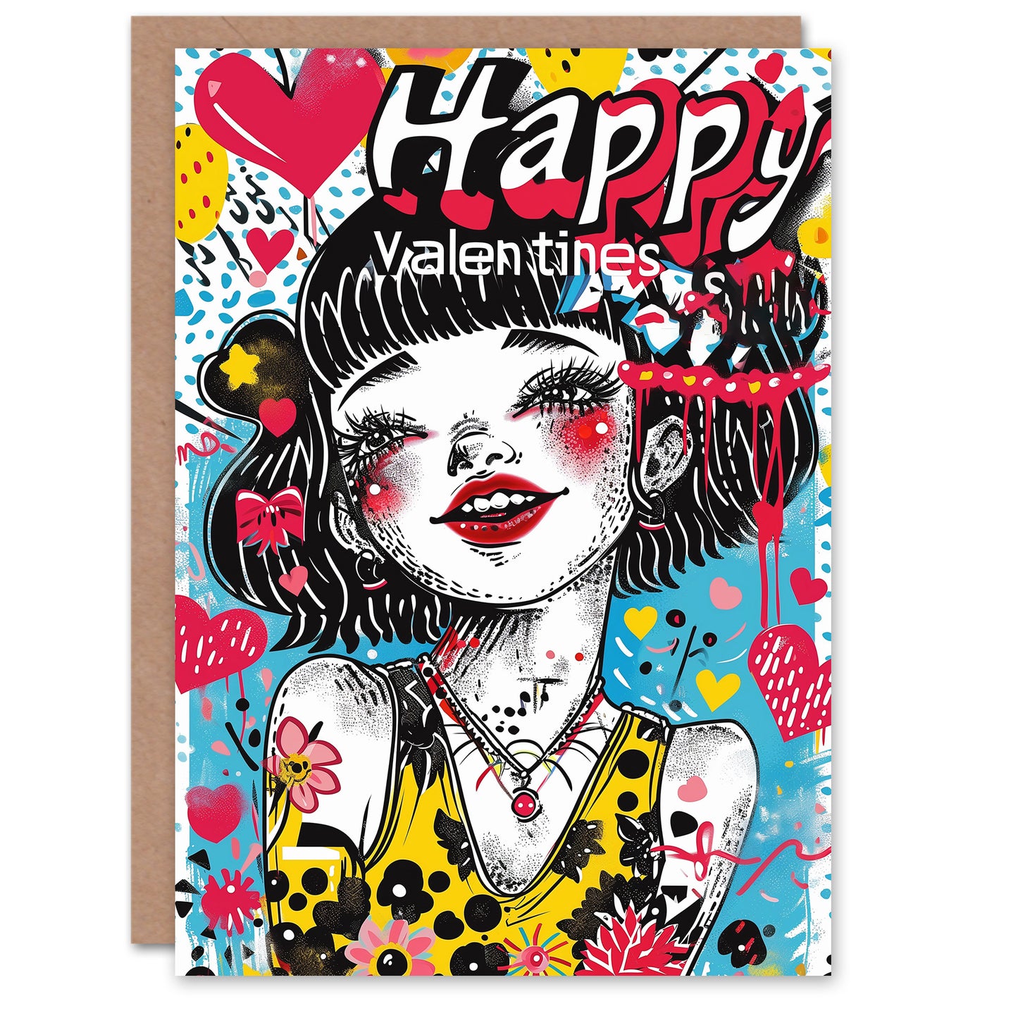 Girl Love Bright Illustration Romantic Card