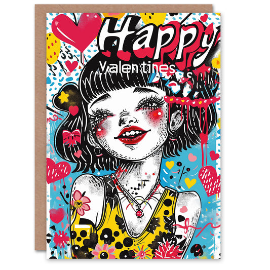 Girl Love Bright Illustration Romantic Card