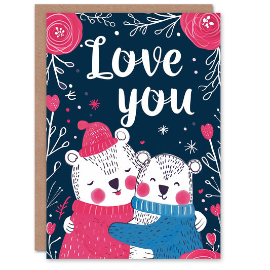 Love You Bear Hugs in Jumpers Romantic Card