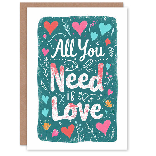 All You Need is Love Hearts Green Romantic Card