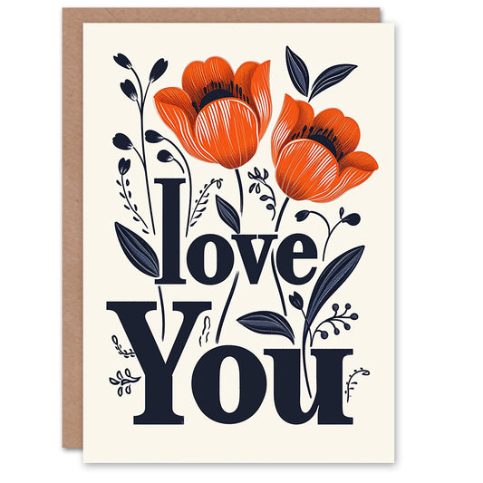 Simple Modern Love You Floral Romantic Card