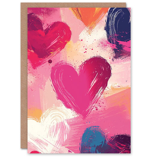 Love Heart Painting No Message Blank Romantic Card