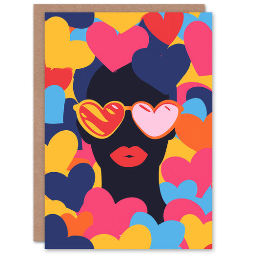 Sunglasses Love Heart Eyes Lips Romantic Card