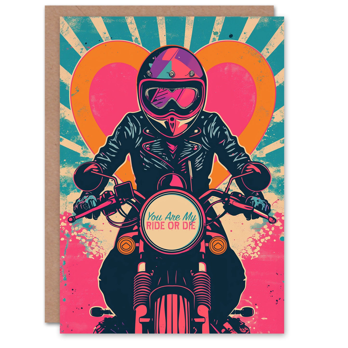 Pop Art Biker Ride or Die Romantic Card