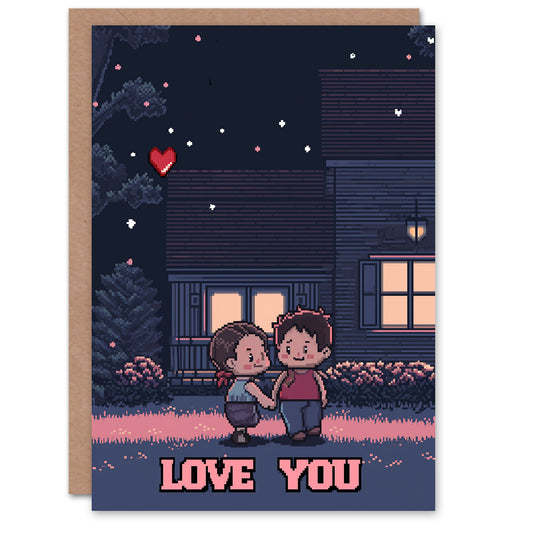 Cute Video Game Pixel Art Love You Romantic Card
